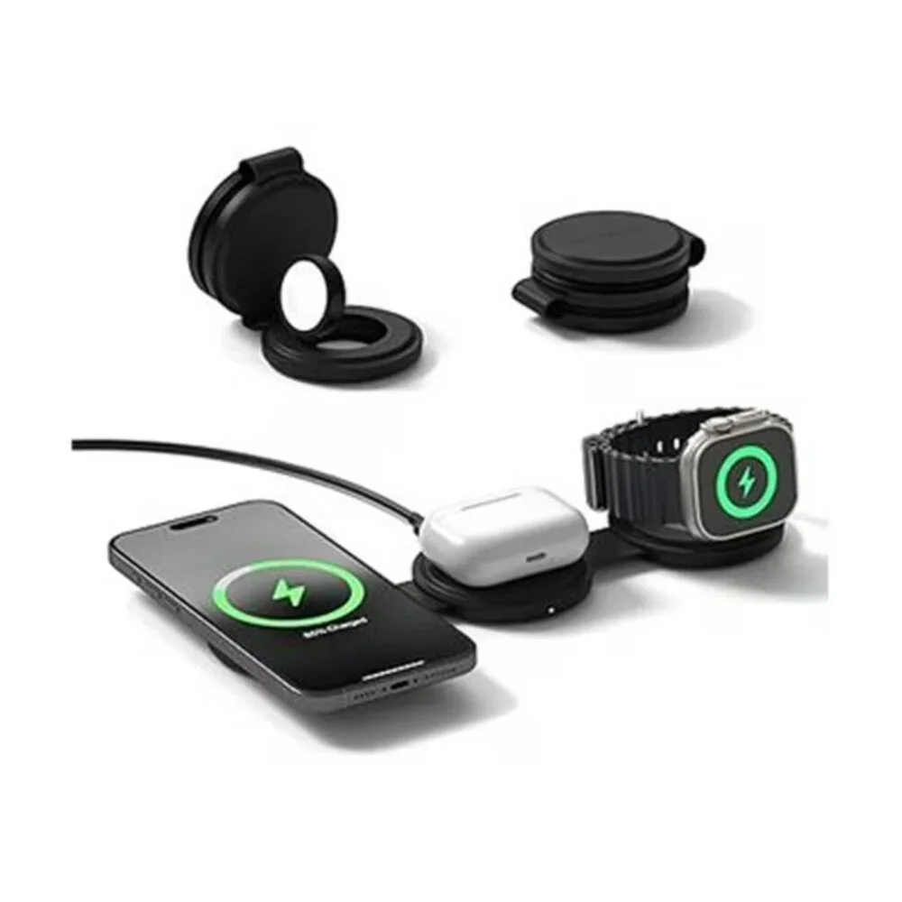 SATECHI 3-in-1 OntheGo Wireless Portable Charger ST-QTG31K Black